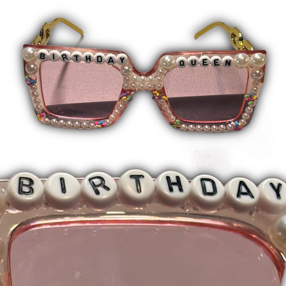 "Birthday Queen" Embellished Statement Sunglasses